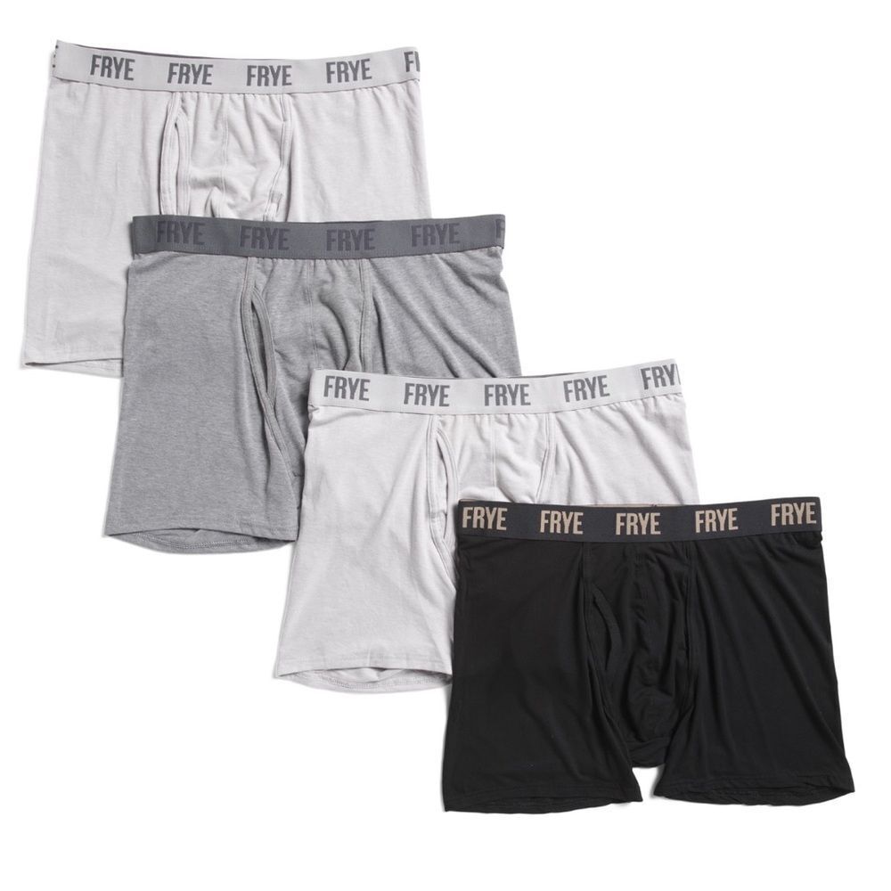 FRYE S Black White Gray Fly Front Bamboo Blend Boxer Briefs Pack of 4